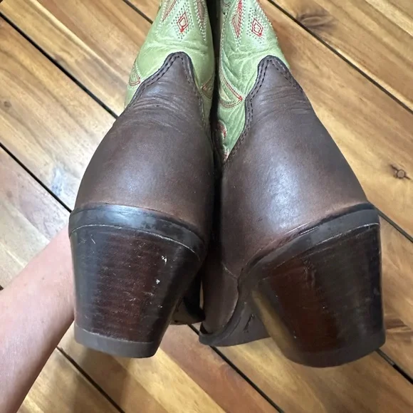 Ariat Manzanita Leather Boots, Brown with Green Shaft - Picture 5 of 7